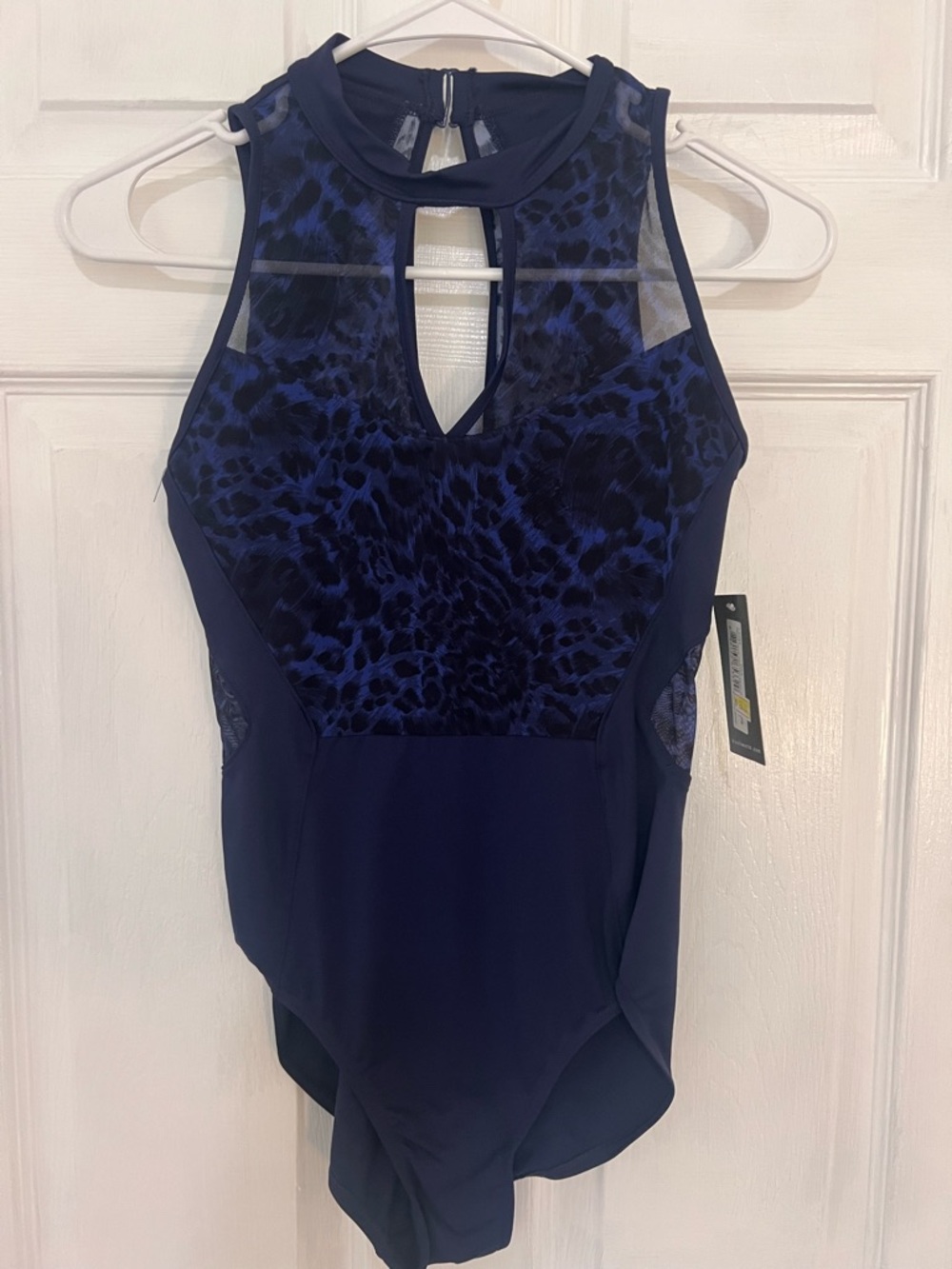 Bloch Navy Blue Leopard Mesh Leotard